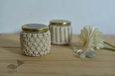 Once & Again ▣ Hand-Knotted Candle Jar ▣ Ivory White (Two Design Options) 