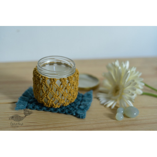 Hand knotted Candle Jar with Coaster