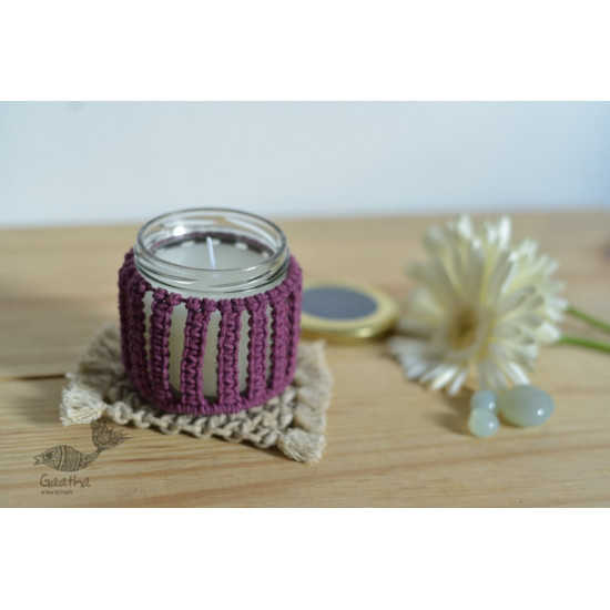 Hand knotted Candle Jar with Coaster