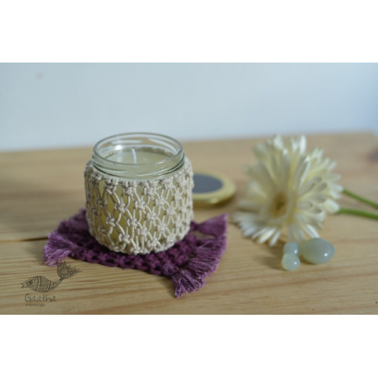 Hand knotted Candle Jar with Coaster