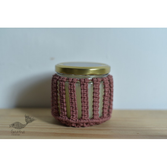 Hand knotted Candle Jar with Coaster