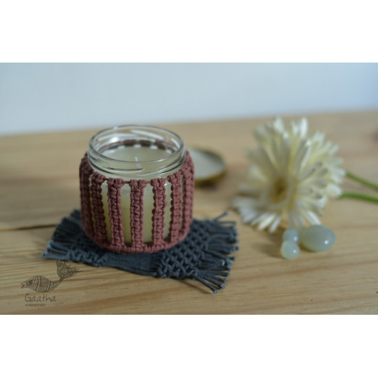 Hand knotted Candle Jar with Coaster