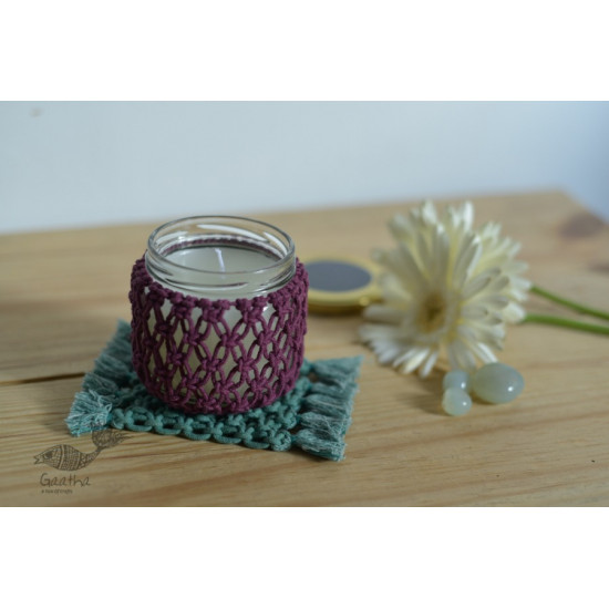 Hand knotted Candle Jar with Coaster