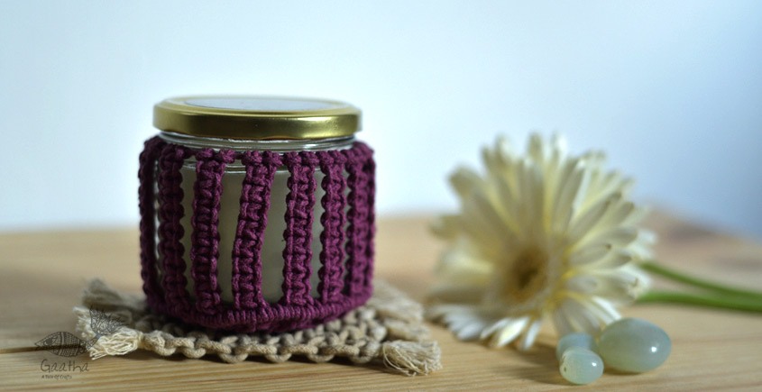 Hand knotted Candle Jar with Coaster