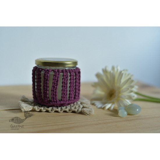 Hand knotted Candle Jar with Coaster