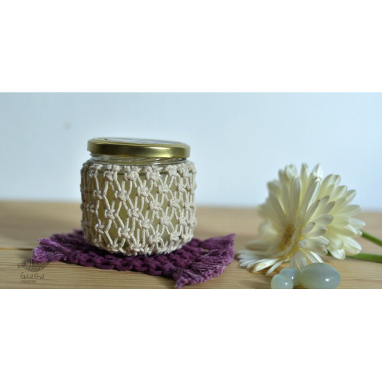 Hand knotted Candle Jar with Coaster