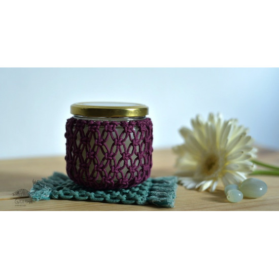 Hand knotted Candle Jar with Coaster