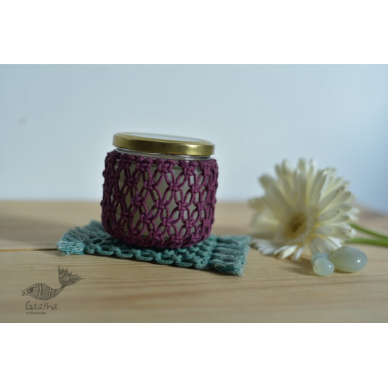 Hand knotted Candle Jar with Coaster