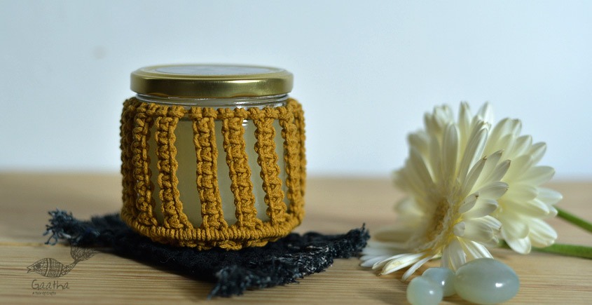 Hand knotted Candle Jar with Coaster