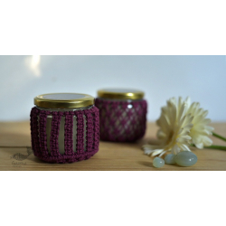 Once & Again ▣ Hand-Knotted Candle Jar ▣ Burgandy (Two Design Options) 