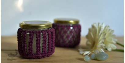 Once & Again ▣ Hand-Knotted Candle Jar ▣ Burgandy (Two Design Options) 