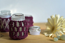 Once & Again  ▣ Hand-Knotted Candle Jar ▣ Burgundy (Three Design Options) 