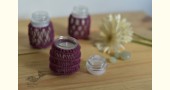 Hand knotted Candle Jar - Burgundy