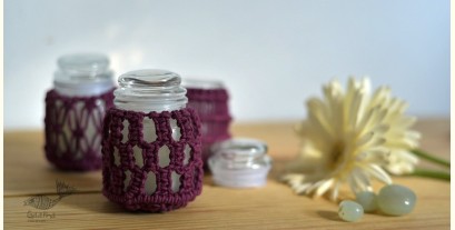 Once & Again  ▣ Hand-Knotted Candle Jar ▣ Burgundy (Three Design Options) 