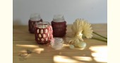 Hand knotted Candle Jar - Crimson Red