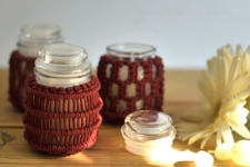 Once & Again ▣ Hand-Knotted Candle Jar ▣ Crimson Red (Three Design Options) 