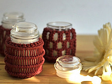 Once & Again ▣ Hand-Knotted Candle Jar ▣ Crimson Red (Three Design Options) 