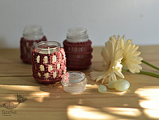 Once & Again ▣ Hand-Knotted Candle Jar ▣ Crimson Red (Three Design Options) 