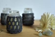 Once & Again ▣ Hand-Knotted Candle Jar ▣ Granite Blue (Three Design Options) 