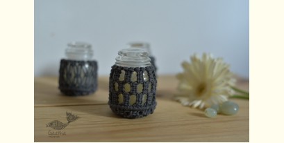 Once & Again ▣ Hand-Knotted Candle Jar ▣ Granite Blue (Three Design Options) 