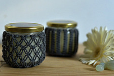 Once & Again ▣ Hand-Knotted Candle Jar ▣ Granite Blue (Two Design Options) 