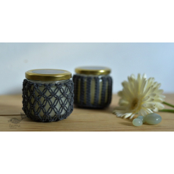 Once & Again ▣ Hand-Knotted Candle Jar ▣ Granite Blue (Two Design Options) 