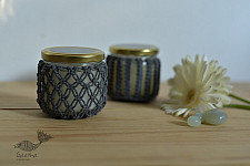 Once & Again ▣ Hand-Knotted Candle Jar ▣ Granite Blue (Two Design Options) 