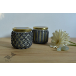 Once & Again ▣ Hand-Knotted Candle Jar ▣ Granite Blue (Two Design Options) 