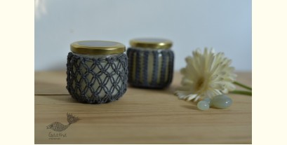 Once & Again ▣ Hand-Knotted Candle Jar ▣ Granite Blue (Two Design Options) 