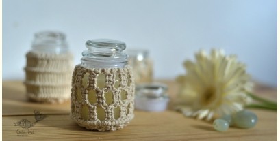 Once & Again ▣ Hand-Knotted Candle Jar ▣ Ivory White (Three Design Options)