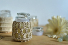 Once & Again ▣ Hand-Knotted Candle Jar ▣ Ivory White (Three Design Options)