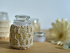 Once & Again ▣ Hand-Knotted Candle Jar ▣ Ivory White (Three Design Options)
