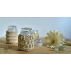 Once & Again ▣ Hand-Knotted Candle Jar ▣ Ivory White (Three Design Options)