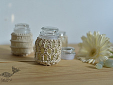 Once & Again ▣ Hand-Knotted Candle Jar ▣ Ivory White (Three Design Options)
