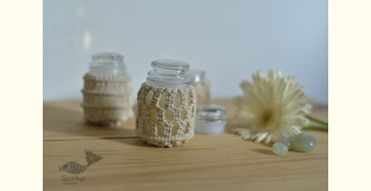 Once & Again ▣ Hand-Knotted Candle Jar ▣ Ivory White (Three Design Options)