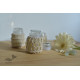 Hand knotted Candle Jar - Ivory White