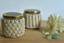 Once & Again ▣ Hand-Knotted Candle Jar ▣ Ivory White (Two Design Options) 