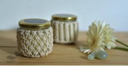 Once & Again ▣ Hand-Knotted Candle Jar ▣ Ivory White (Two Design Options) 
