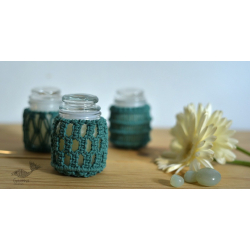 Once & Again ▣ Hand-Knotted Candle Jar ▣ Mint Green (Three Design Options) 