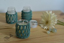 Once & Again ▣ Hand-Knotted Candle Jar ▣ Mint Green (Three Design Options) 