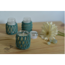 Once & Again ▣ Hand-Knotted Candle Jar ▣ Mint Green (Three Design Options) 