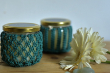 Once & Again ▣ Hand-Knotted Candle Jar ▣ Mint Green (Two Design Options) 