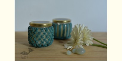 Once & Again ▣ Hand-Knotted Candle Jar ▣ Mint Green (Two Design Options) 