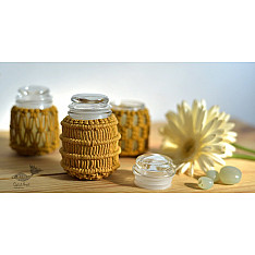 Once & Again ▣ Hand-Knotted Candle Jar ▣ Mustard Yellow (Three Design Options) 