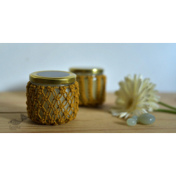 Once & Again ▣ Hand-Knotted Candle Jar ▣ Mustard Yellow (Two Design Options) 