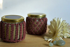 Once & Again ▣ Hand-Knotted Candle Jar ▣ Rose Pink (Two Design Options) 