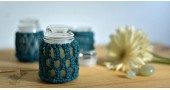 Hand knotted Candle Jar - Sapphire Blue