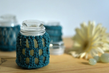 Once & Again ▣ Hand-Knotted Candle Jar ▣ Sapphire Blue (Three Design Options) 