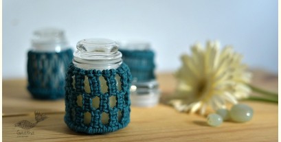 Once & Again ▣ Hand-Knotted Candle Jar ▣ Sapphire Blue (Three Design Options) 