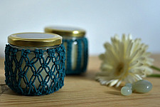 Once & Again ▣ Hand-Knotted Candle Jar ▣ Sapphire Blue (Two Design Options) 